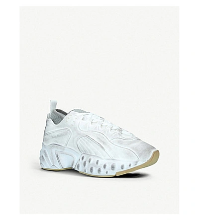 Shop Acne Studios Manhattan Distressed Suede Trainers In White/oth