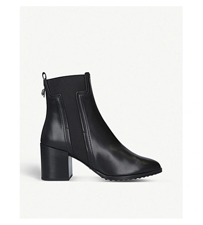 Shop Tod's T-gusset Leather Chelsea Boots In Black