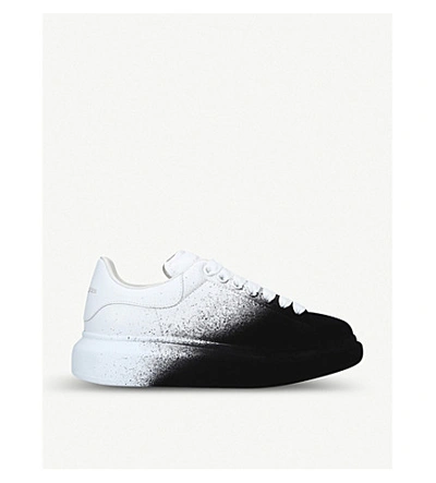 Shop Alexander Mcqueen Runway Leather Platform Trainers In White/blk