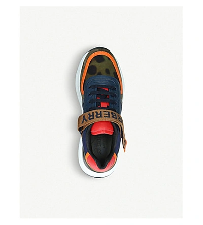 Shop Burberry Ronnie Leather Trainers In Blue Other