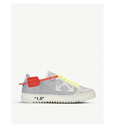 Shop Off-white Arrow Leather Trainers In Silver Com