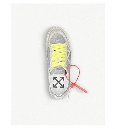 Shop Off-white Arrow Leather Trainers In Silver Com