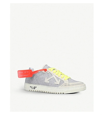 Shop Off-white Arrow Leather Trainers In Silver Com