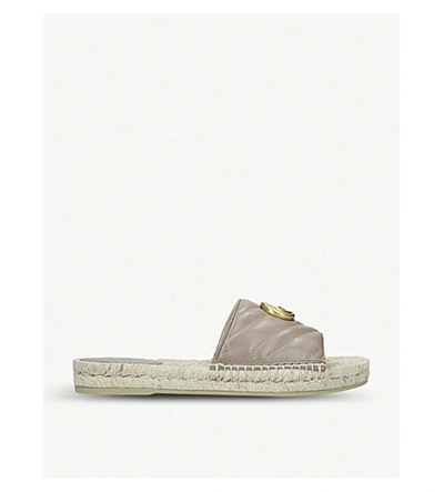 Shop Gucci Pilar Leather Espadrille Sliders In Pale Pink