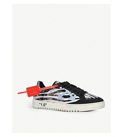 Shop Off-white Arrow Leather Trainers In Blk/blue