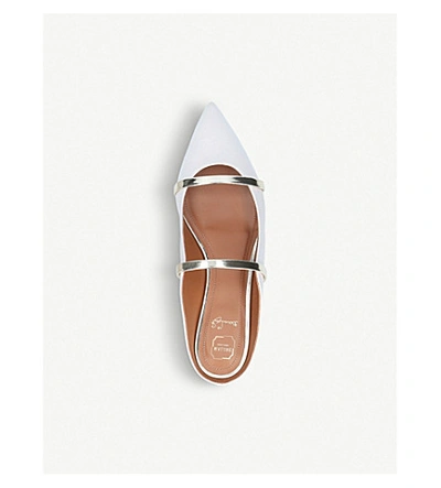 Shop Malone Souliers Maureen Satin And Leather Flats In White/oth