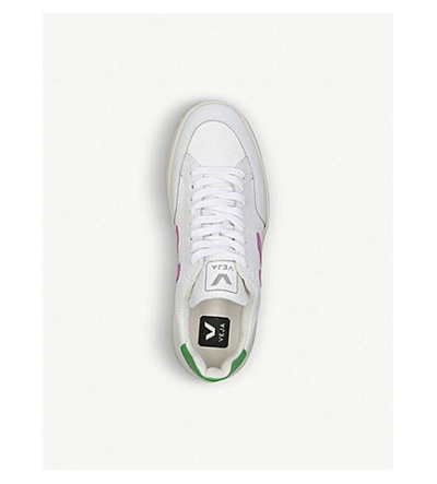 Shop Veja V-12 B-mesh And Leather Trainers In White/comb