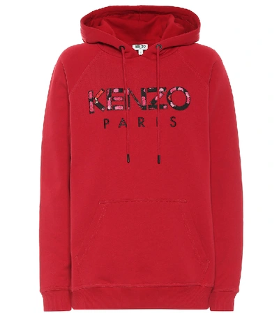 Shop Kenzo Logo Cotton Hoodie In Red