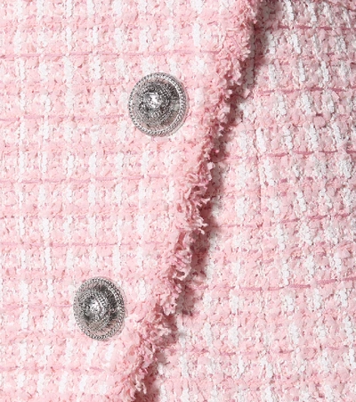 Shop Balmain Tweed Minidress In Pink