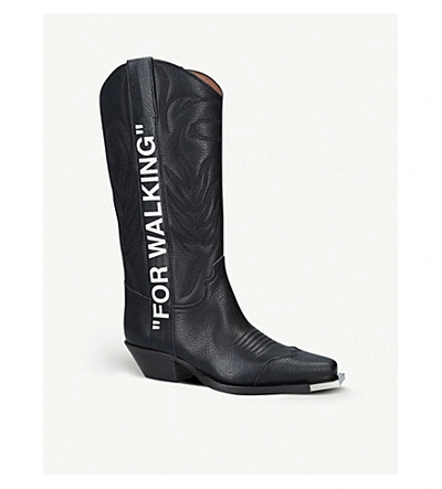 Shop Off-white For Walking Leather Cowboy Boots In Black