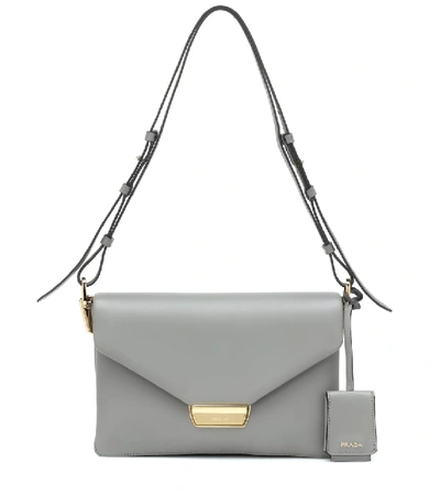 Shop Prada Leather Shoulder Bag In Grey