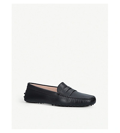 Shop Tod's Mocassino Leather Driving Shoes In Black