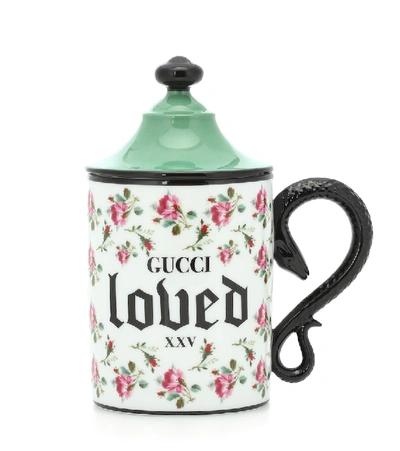 Shop Gucci Rose-print Porcelain Mug In White