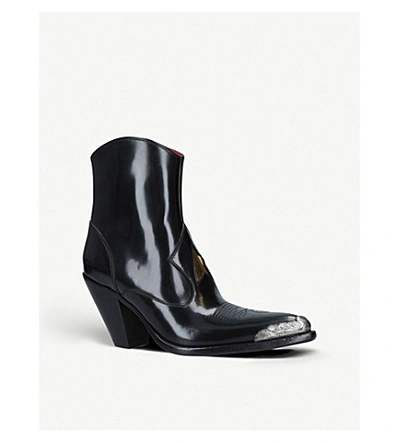 Shop Golden Goose Nora Leather Heeled Ankle Boots In Black