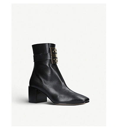 Shop Givenchy 4g Leather Ankle Boots In Black