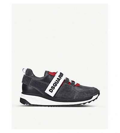 Shop Dsquared2 Martin Colour-blocked Suede Trainers In Grey Mixed