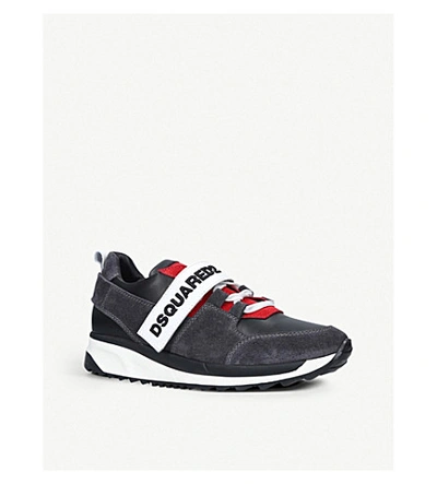Shop Dsquared2 Martin Colour-blocked Suede Trainers In Grey Mixed