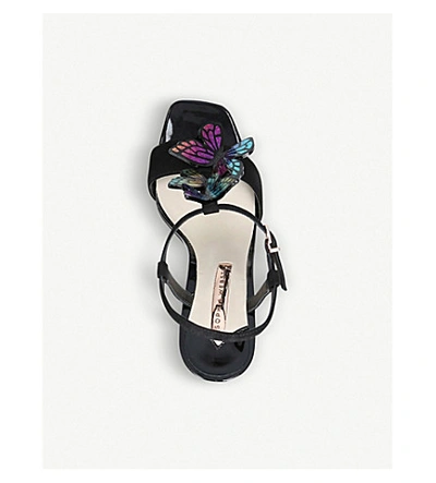 Shop Sophia Webster Riva Butterfly-embellished Heeled Leather Sandals In Blk/other