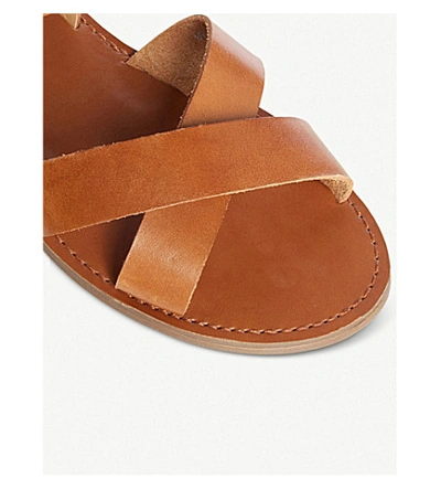 Shop Dune Lavell Cross-strap Leather Sandals In Tan-leather