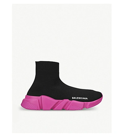 Shop Balenciaga Speed Knitted Mid-top Trainers In Blk/other