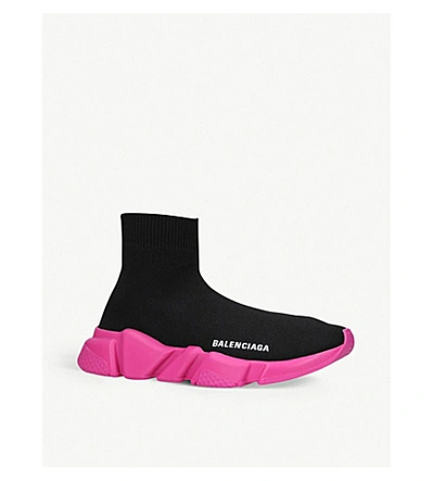 Shop Balenciaga Speed Knitted Mid-top Trainers In Blk/other