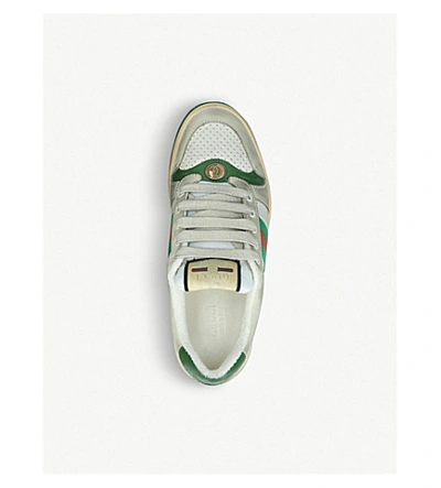 Shop Gucci Screener Leather Trainers In White/oth