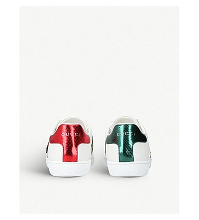Shop Gucci New Ace Pineapple-applique Leather Trainers In White/oth