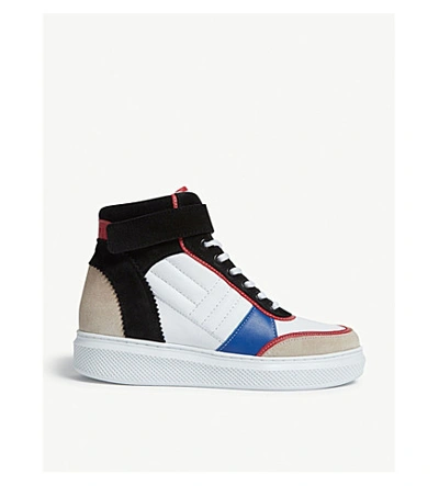 Shop Claudie Pierlot Leather And Suede High-top Trainers In Multico