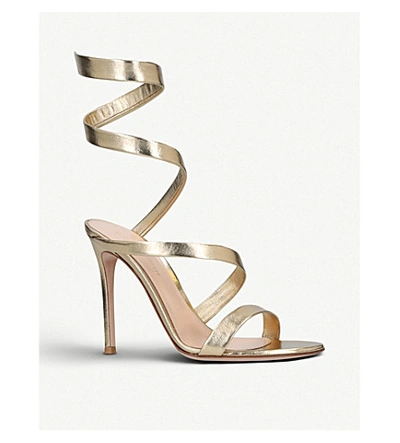 Shop Gianvito Rossi Women's Gold Opera 105 Leather Heeled Sandals