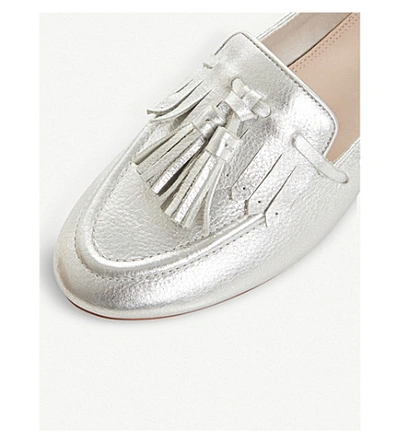 Shop Dune Gianni Metallic Tassel Loafers In Silver-metallic