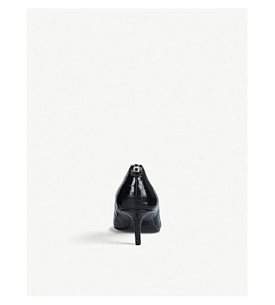 Shop Michael Michael Kors Flex Kitten Croc-effect Leather Pumps In Black