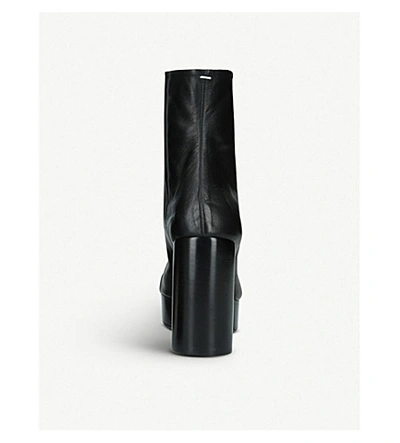 Shop Maison Margiela Tabi Leather Platform Boots In Black