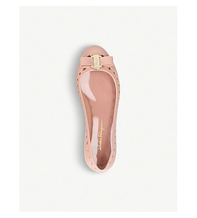 Shop Ferragamo Bow-embellished Jelly Courts In Pale Pink