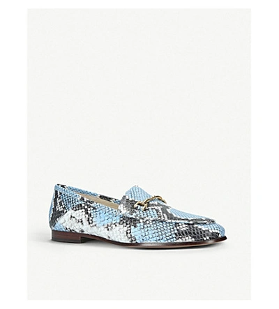 Shop Sam Edelman Loraine Snakeskin-effect Leather Loafers In Blue