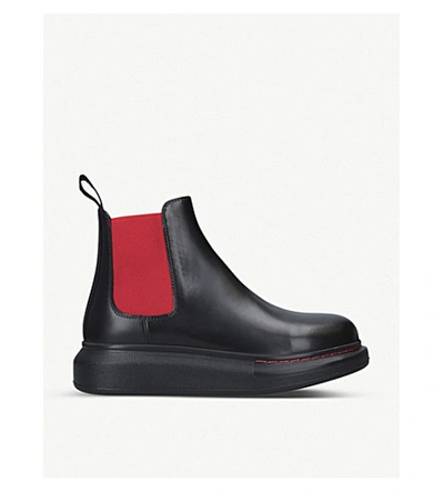 Shop Alexander Mcqueen Hybrid Leather Chelsea Boots In Blk/red