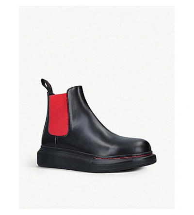 Shop Alexander Mcqueen Hybrid Leather Chelsea Boots In Blk/red