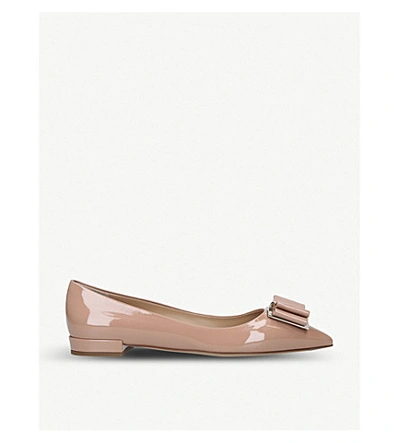 Shop Ferragamo Zeri Ballerina Patent Leather Flats In Pale Pink