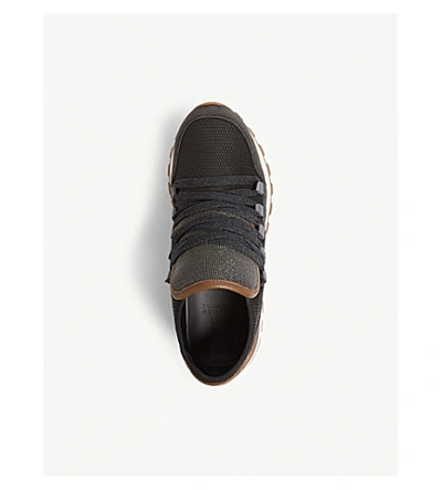 Shop Brunello Cucinelli Wedge Suede And Mesh Trainers In Black