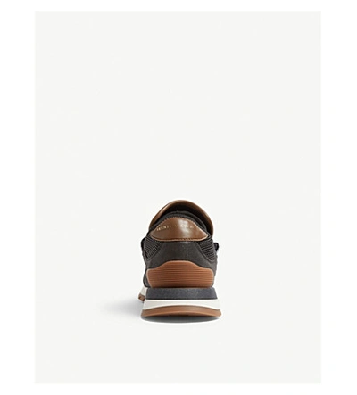 Shop Brunello Cucinelli Wedge Suede And Mesh Trainers In Black