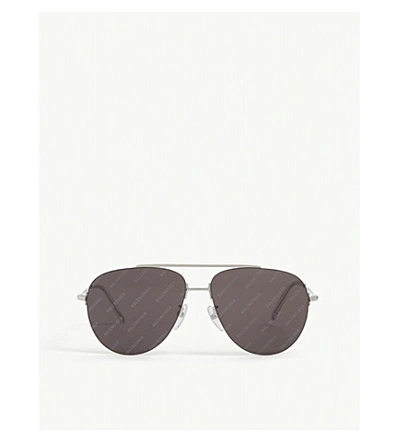 Shop Balenciaga Bb0013s Pilot-frame Sunglasses In Silver