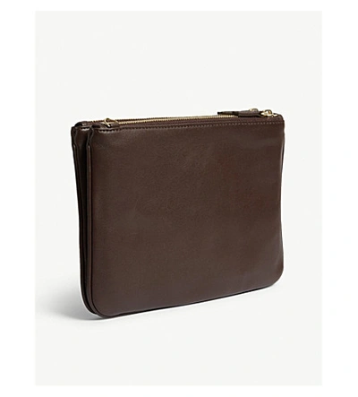 Shop Sandro Leather Pouch Bag In Chocolate