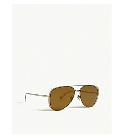 Shop Giorgio Armani Womens Gold Ar6084 Pilot Sunglasses