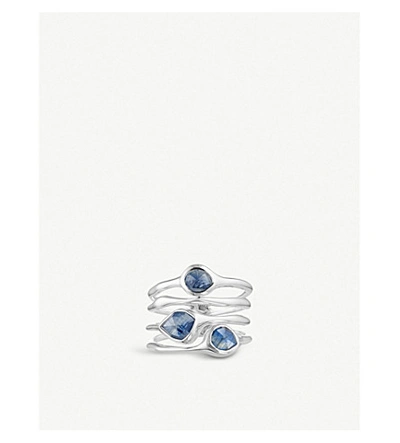 Shop Monica Vinader Siren Sterling Silver And Kyanite Cluster Cocktail Ring