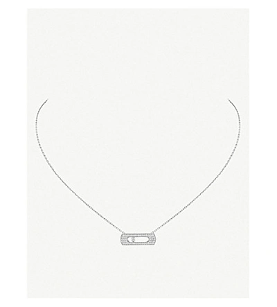 Shop Messika Move Uno 18ct White-gold And Pavé Diamond Necklace