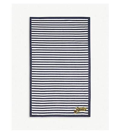 Shop Loewe X Paula's Ibiza Striped Cotton-terry Beach Towel In White/navy Blue