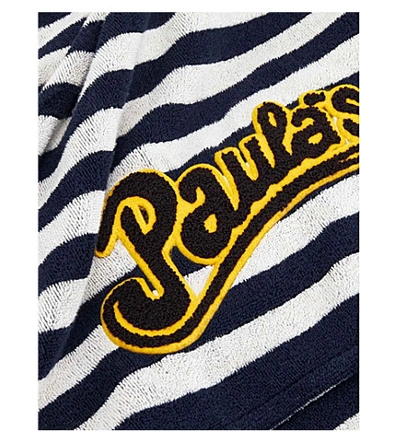Shop Loewe X Paula's Ibiza Striped Cotton-terry Beach Towel In White/navy Blue