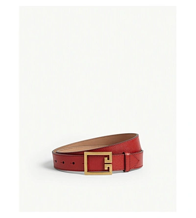 Shop Givenchy Leather Belt In Vermillion