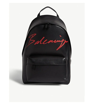 Balenciaga Lipstick Logo Leather Backpack In Black | ModeSens