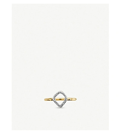Shop Monica Vinader Women's White Riva Kite 18ct Yellow-gold Vermeil And Diamond Stacking Ring