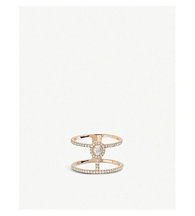 Shop Messika Glam'azone 2 Rows 18ct Pink-gold And Pavé Diamond Ring